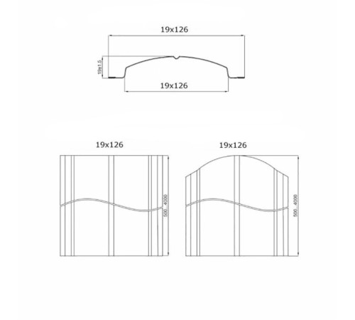 Штакетник металлический С-образный-0.4, 19х126, Края завальцованные, Полиэстер RAL8017