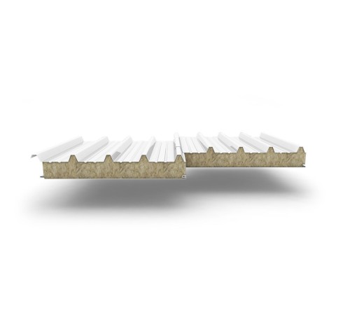 Купить сэндвич-панели для кровли с наполнителем минеральная вата, ГОСТ 32603-2012, толщина 50 мм, Полиэстер RAL9003 