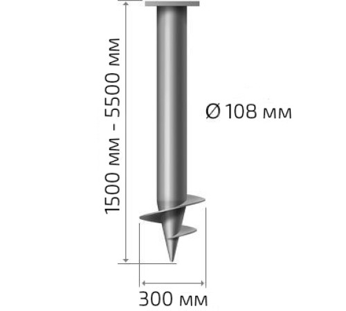 Купить винтовую сваю 108 мм стандартная длина: 3000 мм 