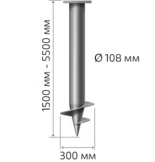 Винтовая свая 108 мм стандартная длина: 4000 мм