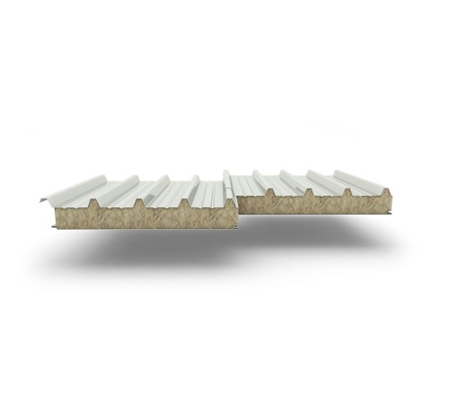 Купить сэндвич-панели для кровли с наполнителем минеральная вата, ГОСТ 32603-2012, толщина 80 мм, Полиэстер RAL9002 