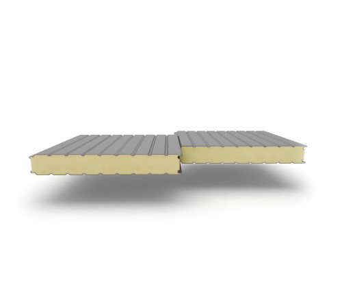 Купить сэндвич-панели стеновые с наполнителем из пенополиуретана толщиной 50 мм, Ширина-1000 мм, Полиэстер RAL7004 