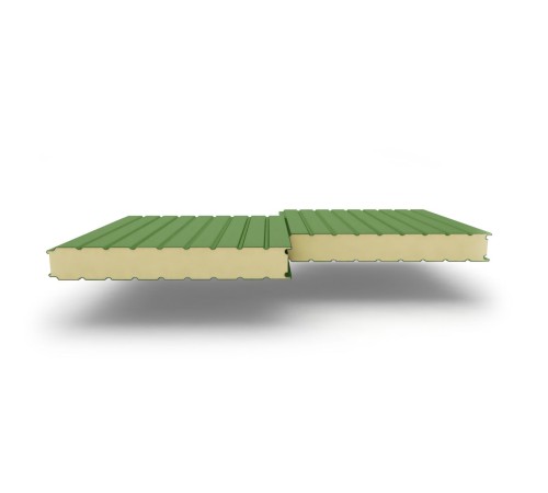 Купить сэндвич-панели стеновые с наполнителем из пенополиуретана толщиной 80 мм, Ширина-1190 мм, Полиэстер RAL6002 