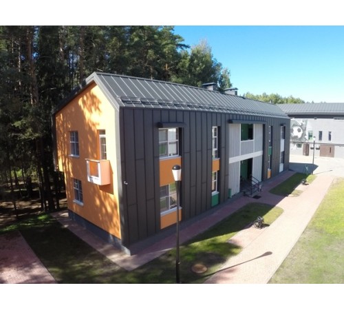 Купить фальц двойной стоячий Line 0,5 GreenCoat Pural с пленкой на замках RR 21 светло-серый (RAL 7040 серое окно) 