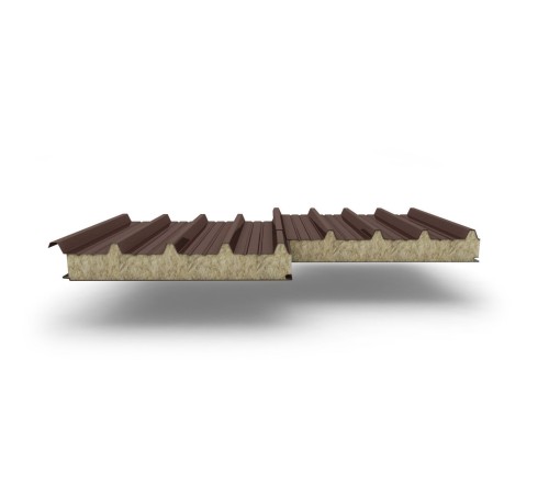 Купить сэндвич-панели для кровли с наполнителем минеральная вата, ГОСТ 32603-2012, толщина 120 мм, Полиэстер RAL8017 