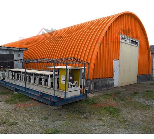 Купить профнастил H114ПГ-0.65, для бескаркассных ангаров, Полиэстер RAL 2004 