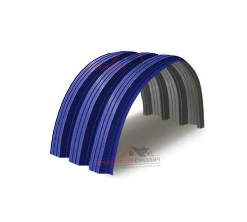 Купить профнастил H114ПГ-0.65, для бескаркассных ангаров, Полиэстер RAL 5002 