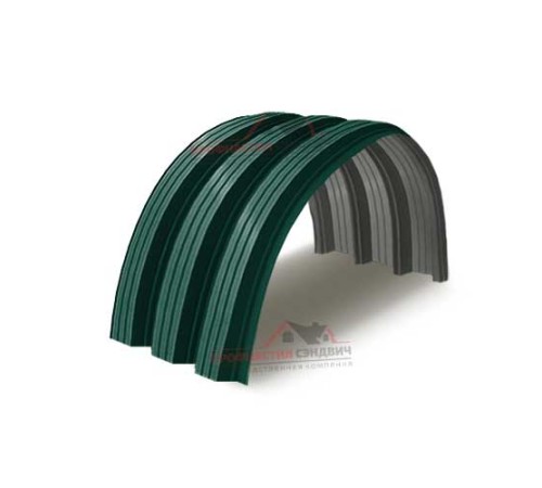 Купить профнастил H114ПГ-0.65, для бескаркассных ангаров, Полиэстер RAL 6005 