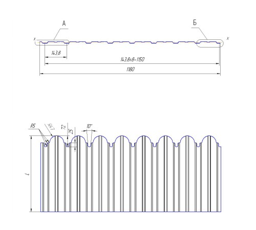 Цена на профнастил С10А с фигурным резом от производителя