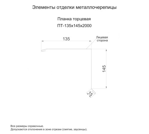 Планка торцевая 135х145х2000-0,5 Norman RAL9006