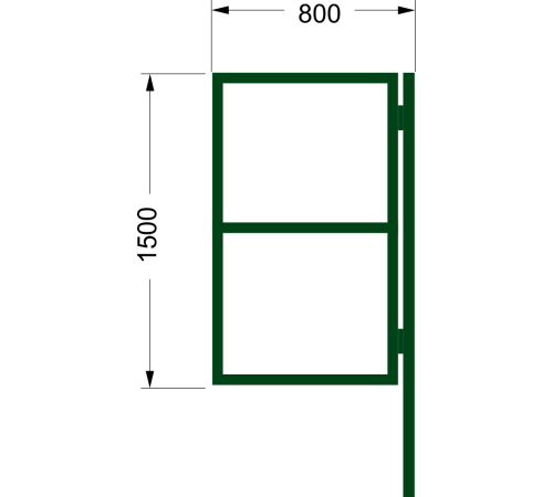 Калитка «Аврора» - каркас + 1 столб / RAL 6005 / 1.5м