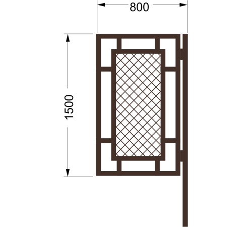 Калитка «Аврора» + каркас + 1 столб / грунт / 1.5м