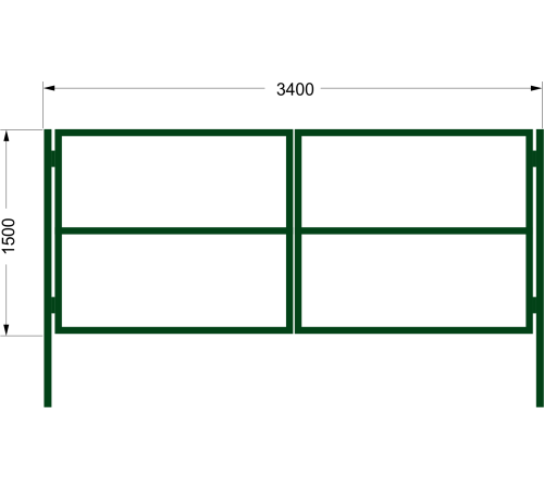Ворота «Аврора» - каркас + 2 столба / RAL 6005 / 1.5м