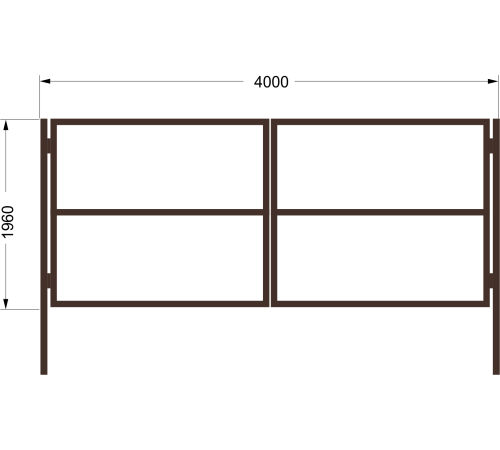 Ворота «Эльбрус» - каркас / RAL 6005 / 2м