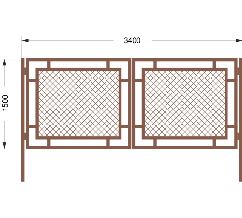 Ворота «Аврора» - каркас + 2 столба / грунт / 1.5м