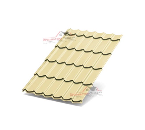 Металлочерепица Макси-0.45, Высота ступеньки-21мм, Длина ступеньки-400мм, Полиэстер RAL1014