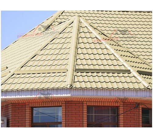 Металлочерепица Макси-0.45, Высота ступеньки-21мм, Длина ступеньки-400мм, Полиэстер RAL1014