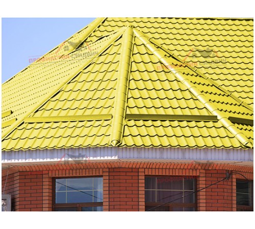 Металлочерепица Макси-0.45, Высота ступеньки-21мм, Длина ступеньки-400мм, Полиэстер RAL1018