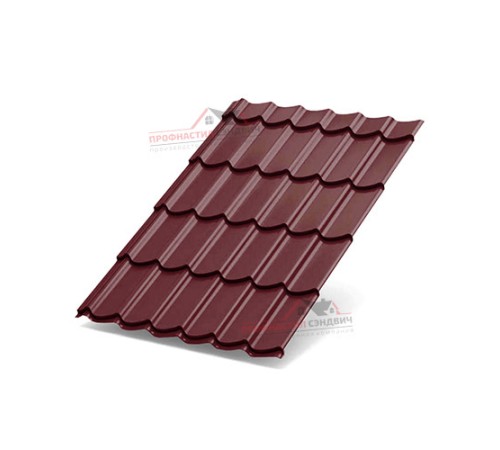 Металлочерепица Макси-0.45, Высота ступеньки-21мм, Длина ступеньки-400мм, Полиэстер RAL3005