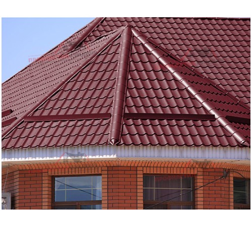 Металлочерепица Макси-0.45, Высота ступеньки-21мм, Длина ступеньки-400мм, Полиэстер RAL3005