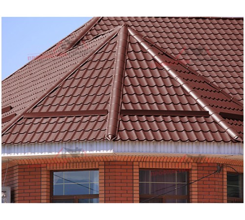 Металлочерепица Макси-0.45, Высота ступеньки-21мм, Длина ступеньки-400мм, Полиэстер RAL3009