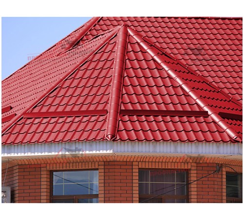 Металлочерепица Макси-0.45, Высота ступеньки-21мм, Длина ступеньки-400мм, Полиэстер RAL3020