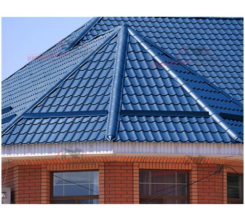 Металлочерепица Макси-0.45, Высота ступеньки-21мм, Длина ступеньки-400мм, Полиэстер RAL5005