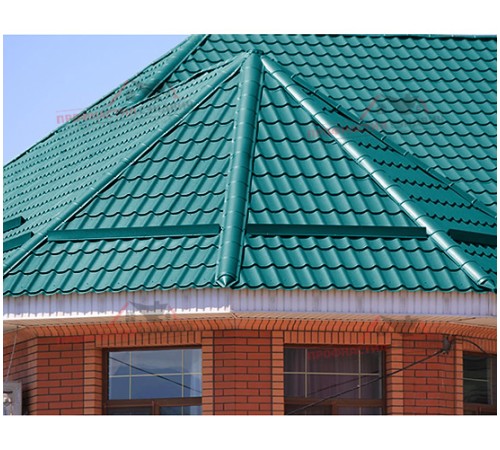 Металлочерепица Макси-0.45, Высота ступеньки-21мм, Длина ступеньки-400мм, Полиэстер RAL5021