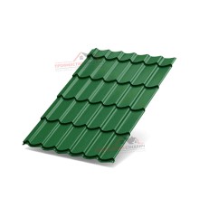 Металлочерепица Макси-0.45, Высота ступеньки-21мм, Длина ступеньки-400мм, Полиэстер RAL6002