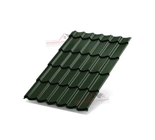 Металлочерепица Макси-0.5, Высота ступеньки-21мм, Длина ступеньки-400мм, Viking E RAL6007
