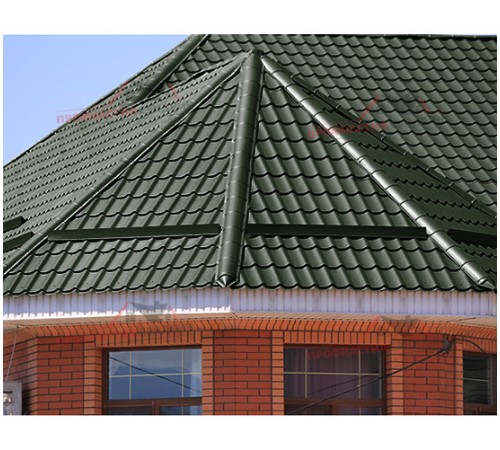 Металлочерепица Макси-0.5, Высота ступеньки-21мм, Длина ступеньки-400мм, Viking E RAL6007