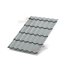 Металлочерепица Макси-0.5, Высота ступеньки-21мм, Длина ступеньки-400мм, Полиэстер RAL7004