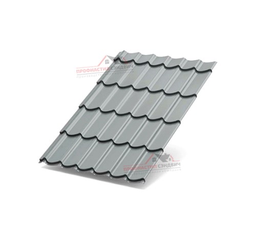 Металлочерепица Макси-0.5, Высота ступеньки-21мм, Длина ступеньки-400мм, Полиэстер RAL7004