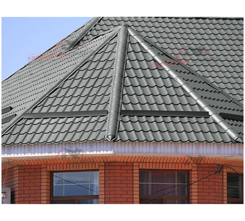 Металлочерепица Макси-0.45, Высота ступеньки-21мм, Длина ступеньки-400мм, Полиэстер RAL7005