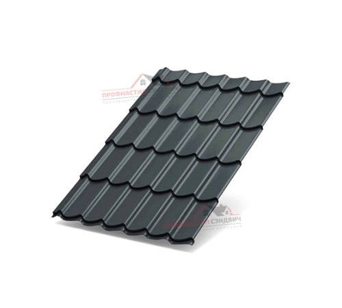 Металлочерепица Макси-0.5, Высота ступеньки-21мм, Длина ступеньки-400мм, Viking E RAL7024