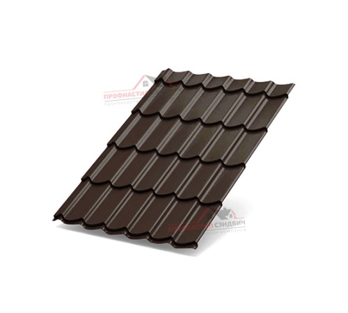 Металлочерепица Макси-0.45, Высота ступеньки-21мм, Длина ступеньки-400мм, Полиэстер RAL8017