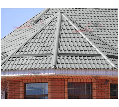 Металлочерепица Макси-0.5, Высота ступеньки-21мм, Длина ступеньки-400мм, Призма RAL9006