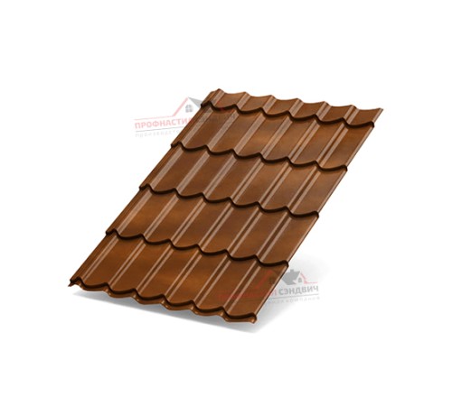 Металлочерепица Макси-0.5, Высота ступеньки-21мм, Длина ступеньки-400мм, Клауди Anticato