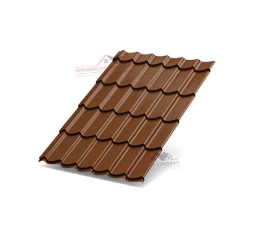 Металлочерепица Макси-0.5, Высота ступеньки-21мм, Длина ступеньки-400мм, Призма Helios