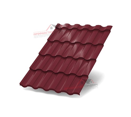Металлочерепица Монтекристо-0.5, Высота ступеньки-25мм, Длина ступеньки-350мм, PURMAN RAL3005