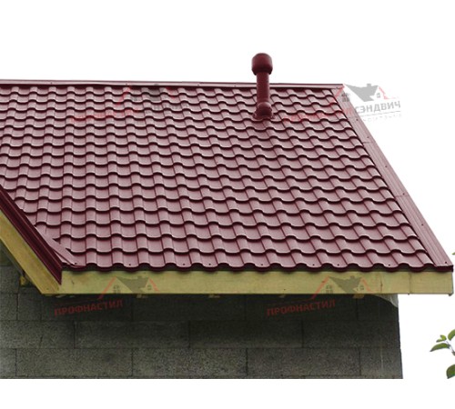 Металлочерепица Монтекристо-0.5, Высота ступеньки-25мм, Длина ступеньки-350мм, PURMAN RAL3005
