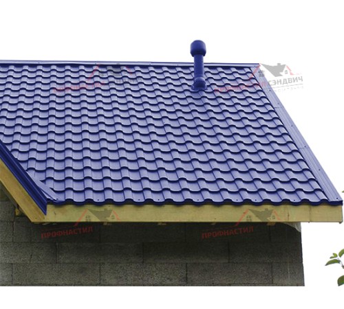 Металлочерепица Монтекристо-0.5, Высота ступеньки-25мм, Длина ступеньки-350мм, NormanRAL5002