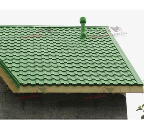 Металлочерепица Монтекристо-0.5, Высота ступеньки-25мм, Длина ступеньки-350мм, NormanRAL6018