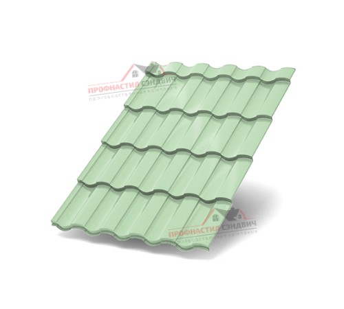 Металлочерепица Монтекристо-0.5, Высота ступеньки-25мм, Длина ступеньки-400мм, NormanRAL6019