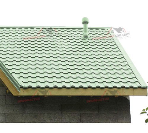 Металлочерепица Монтекристо-0.5, Высота ступеньки-25мм, Длина ступеньки-400мм, NormanRAL6019