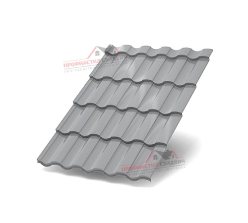 Металлочерепица Монтекристо-0.5, Высота ступеньки-25мм, Длина ступеньки-350мм, NormanRAL7004