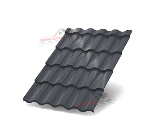 Металлочерепица Монтекристо-0.5, Высота ступеньки-25мм, Длина ступеньки-350мм, NormanRAL7024