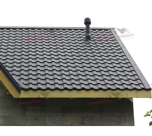 Металлочерепица Монтекристо-0.5, Высота ступеньки-25мм, Длина ступеньки-350мм, NormanRAL7024