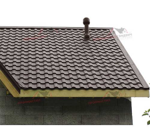 Металлочерепица Монтекристо-0.5, Высота ступеньки-25мм, Длина ступеньки-350мм, PURETAN RAL8017