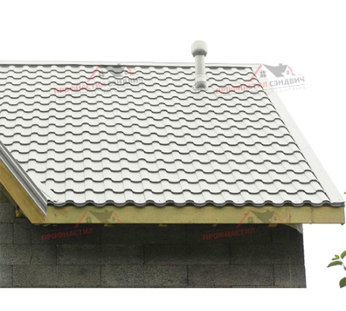 Металлочерепица Монтекристо-0.5, Высота ступеньки-35мм, Длина ступеньки-350мм, NormanRAL9003